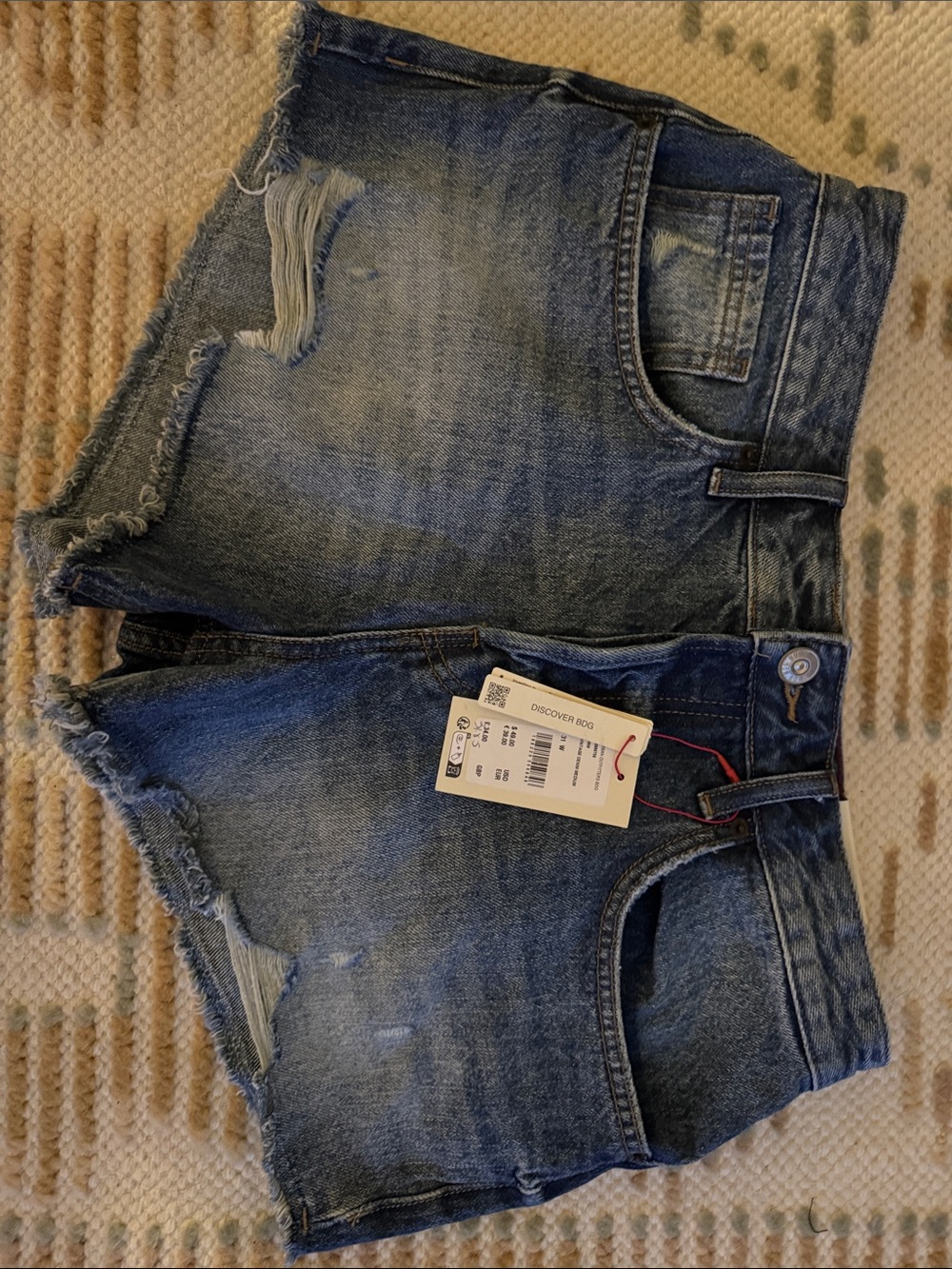 BDG High-Waist Distressed Denim Shorts - Blue
